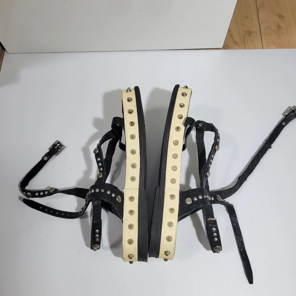 A.s.98 metal rock stud leather wrap platform sandals size 7 - Picture 5 of 12